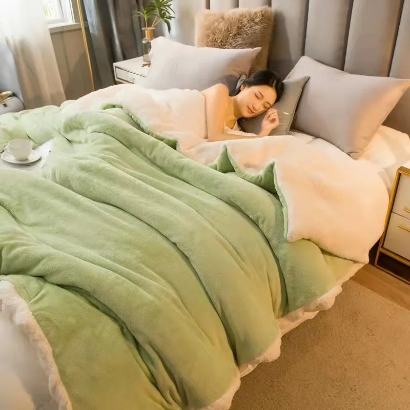 

2022 New Plush Soft Warm Imitation Wool Flannel Blanket Thick Luxury Girl Gift Winter Sofa Bed Sofa Thick Blanket 180X200CM