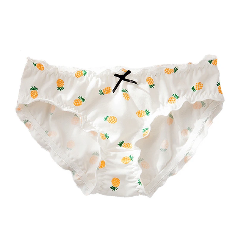 

Cotton Panties Female Underpants Sexy Women Underwear Soft Lingerie Lace Up Briefs Strawberry Hearted Printed Pantys