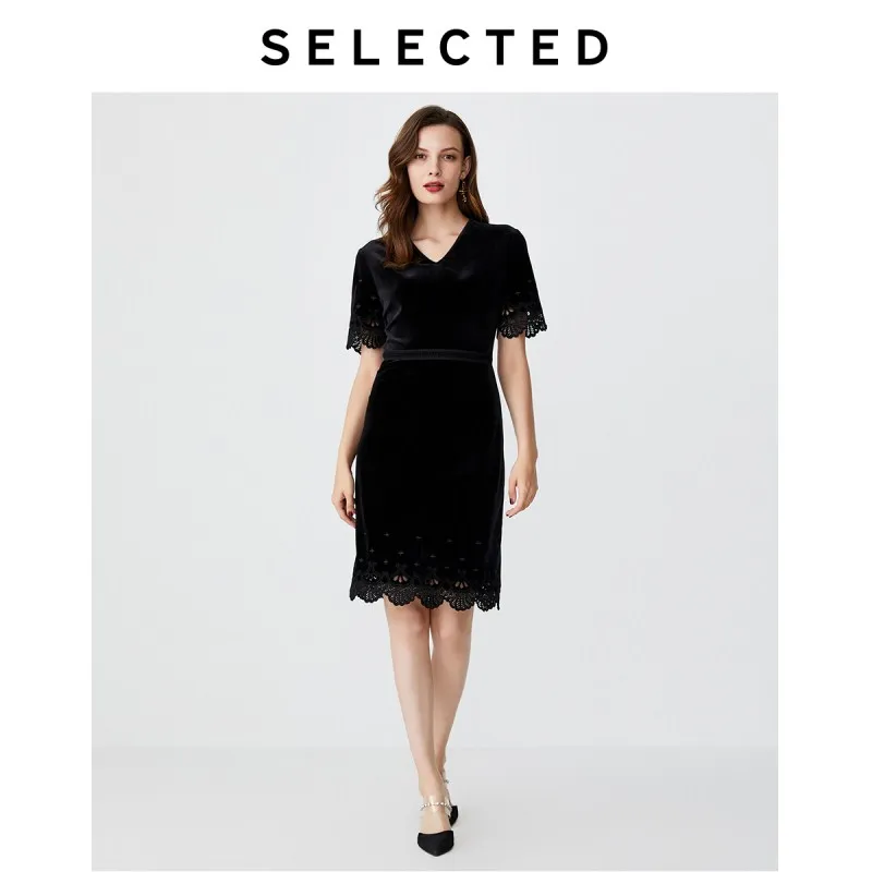 Избранное женское осеннее Бархатное прямое платье с вышивкой S | 419361503|Женские