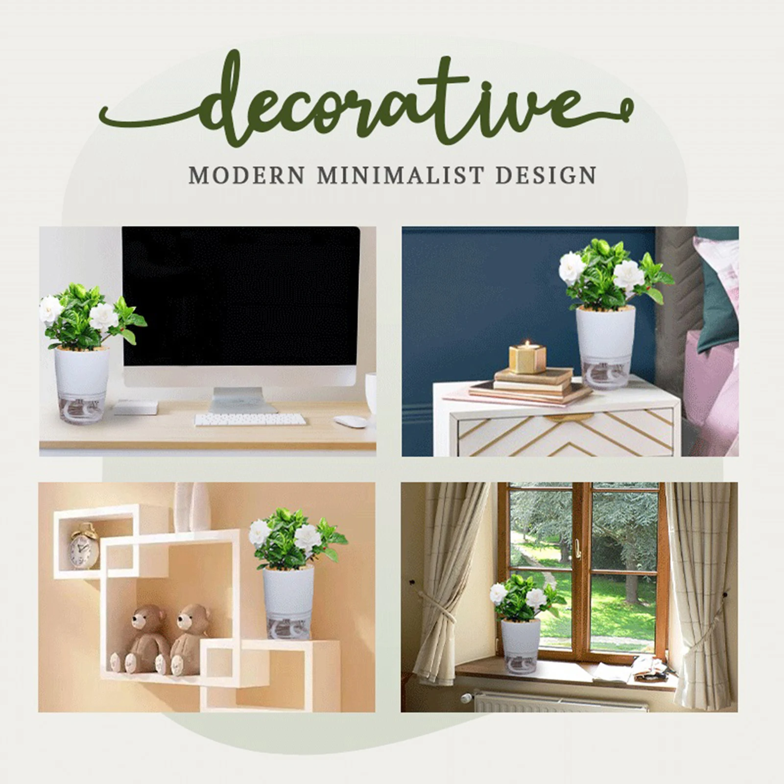 

Plastic Automatic Watering Flower Pot Double-layer Water-absorbing Planter Plastic Basin Modern Minimalist Style Nursery Pot