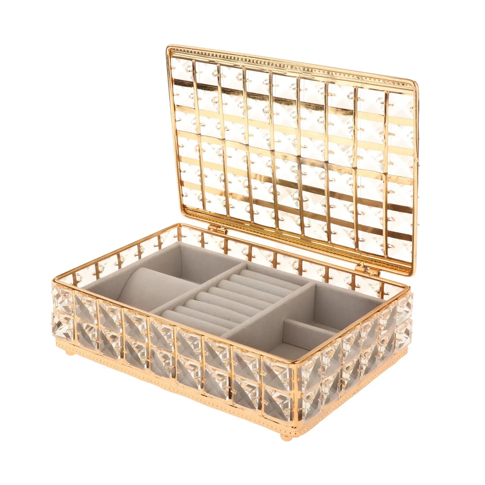

Portable Jewelry Box Organizer Crystal Ornaments Case Storage Display Holder
