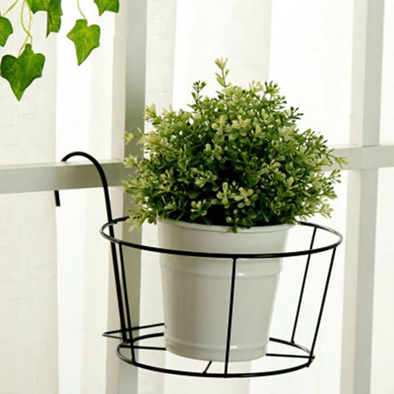 

New 4 Pcs Hanging Planters Basket, Metal Railing Flower Pot Rack Hanging Planter Baskets for Indoor and Outdoor Plants