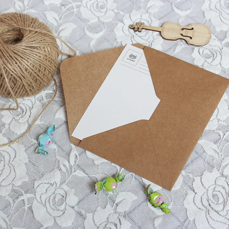 50 шт Ретро черный и белый хаки пустой бумажный конверт Свадебные вечерние