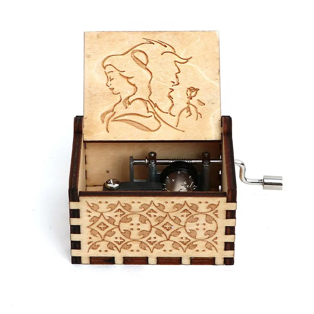 Деревянная резная Музыкальная шкатулка со зверями музыкальная подарок для