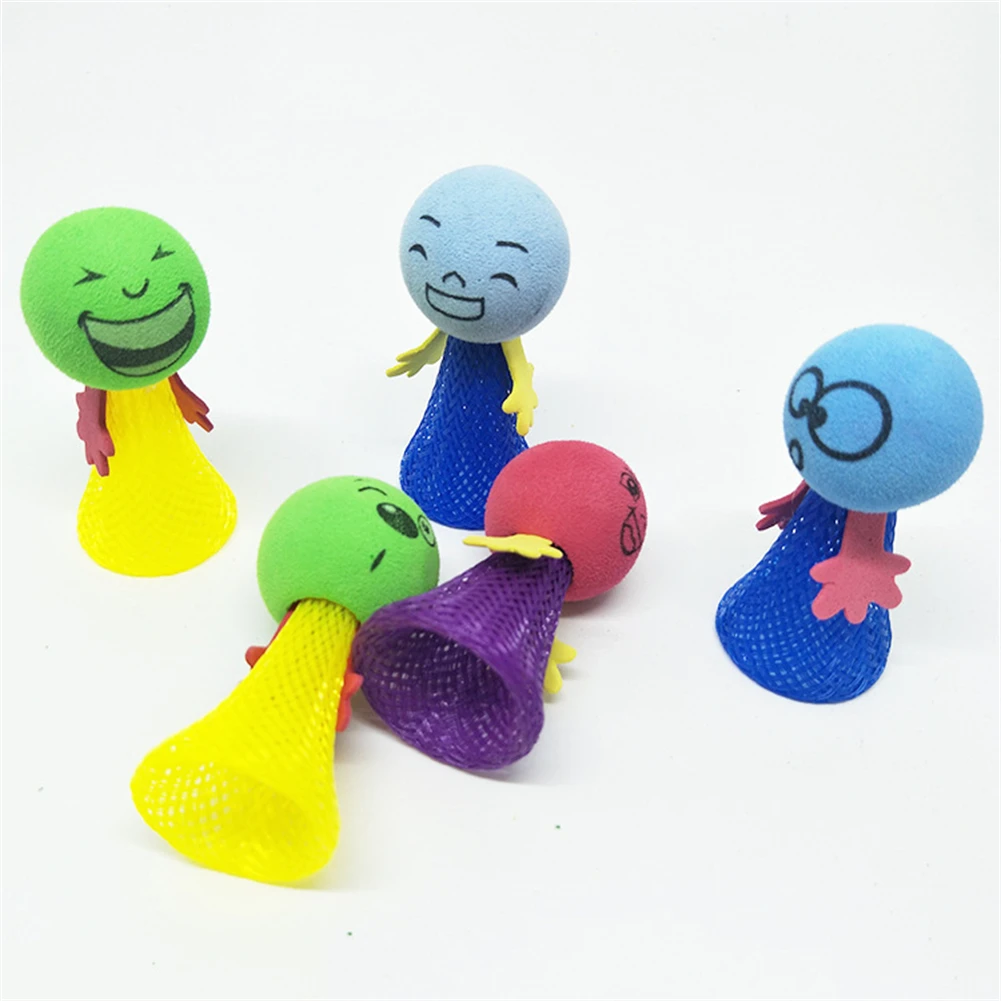 

6Pcs/Lot 6.5CM EVA Bounce Wizard New Strange Jump Flying Doll Spring Figure Catapult Adventures Gag Toys AYM