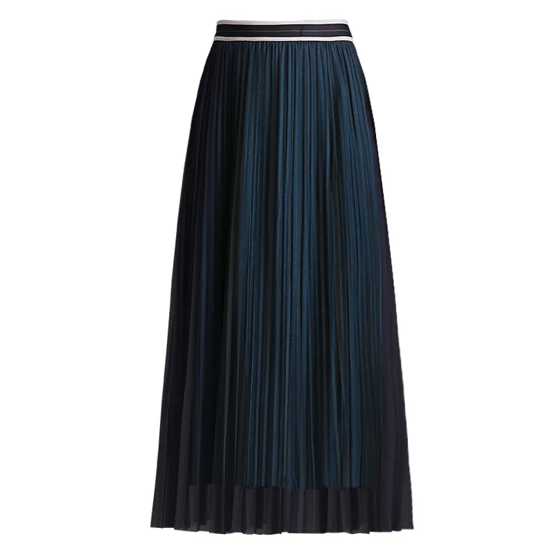

2020 Autumn Winter New Double-Sided Mesh Skirt Korean Version Of The High Waist Thin Mesh Pleated Skirt Women
