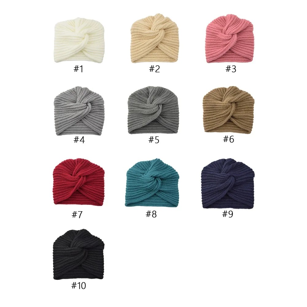 

2020 Muslim bohemia turban cashmere cross wrap head Indian hat wool knitting bonnet turbante beanie