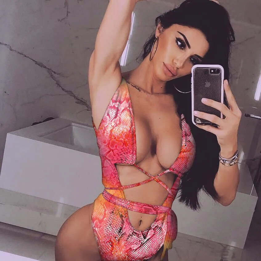 Feditch новый сексуальный узор цельный купальник купальные боди Женская обувь принт