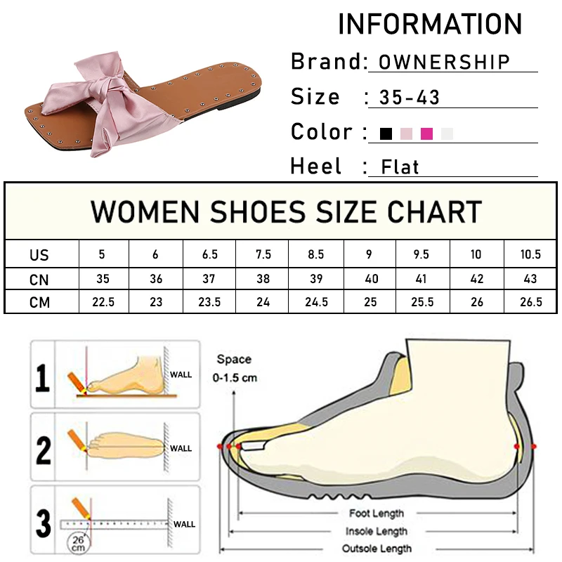 

Summer Women Bowtie Slippers Women's Silk Flat Woman Rivet Ladies Open Toe Slides New Female Non Slip Elegant Shoes Plus Size 43