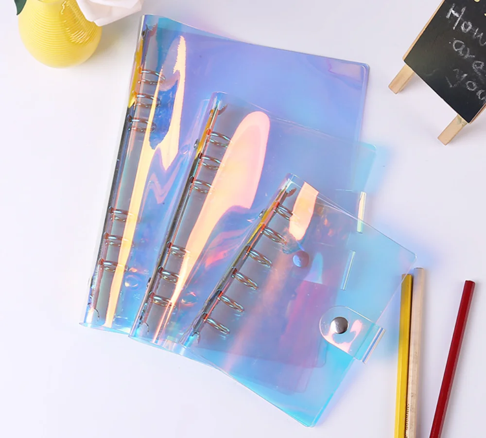 A5 A6 A7 ПВХ Радужный лазер прозрачный блокнот дневник Обложка блестящий вкладыш