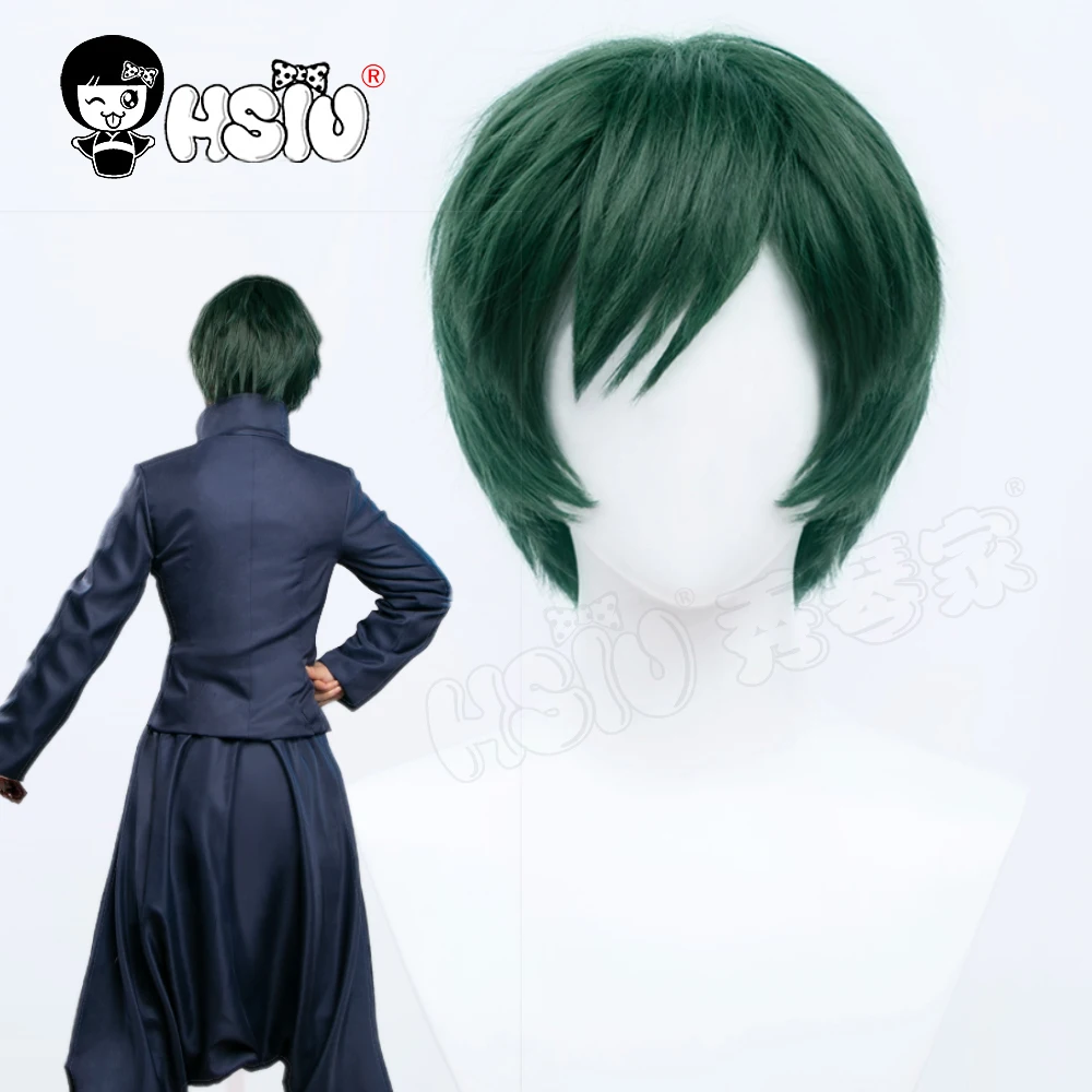 

「HSIU Brand」Anime Jujutsu Kaisen Cosplay Zenin Mai Wig clothing uniform Green short hair Fiber synthetic wig+ Free brand wig cap
