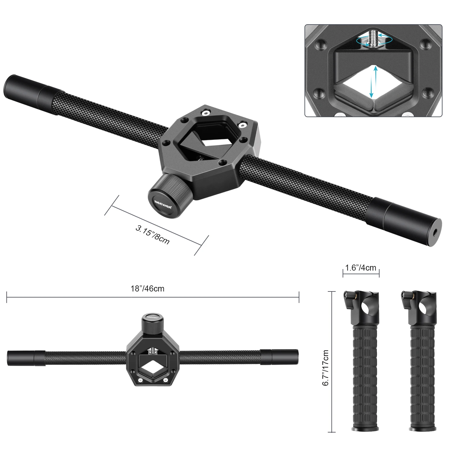 

Neewer Carbon Fiber Dual Handle Grip for Zhiyun Crane 2/Crane V2/Crane Plus/Crane/Crane M/ Feiyu G6 Plus/A1000/A2000