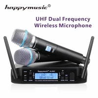 free shipping glxb87 high quality performance home uhf dual wireless microphone for karaoke system two handheld microphones
