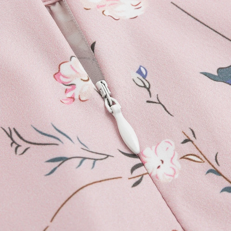 

Elegant Women Floral Summer Dress High Waist Print Work Office Ladies Long Sleeve Lady Long Dresses 2020Vintage Chic Party Dress