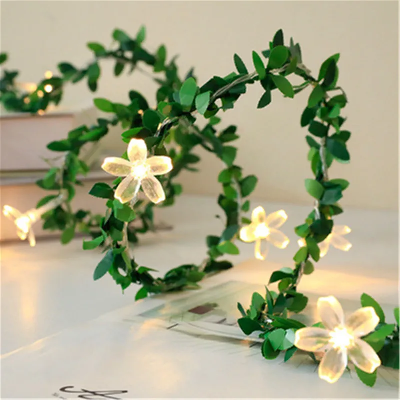 

1.5M/3M/6M Tiny Green Leaf Garland Holiday Copper Wire Fairy String Lights for Christmas Party New Year Wedding