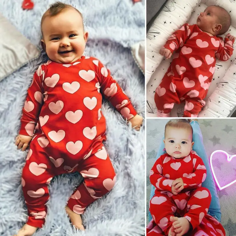 Новая модная одежда для новорожденных девочек на День Святого Валентина