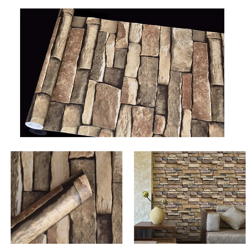 

1pcs Brick Pattern Vinyl Home Waterproof Wallpapers Self-Adhesive Papel Imitation Brick 3d Wall Sticker45x45cm Room Decor
