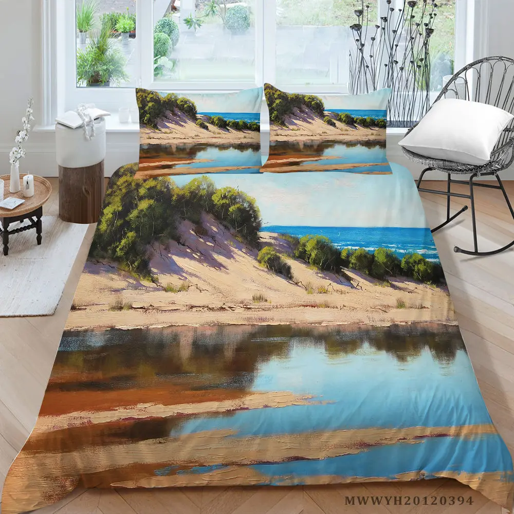 

Country Style Bedding Set Riverside Path Lifelike Duvet Cover Queen Twin Full Double King Single Nature Bed Set Artistic