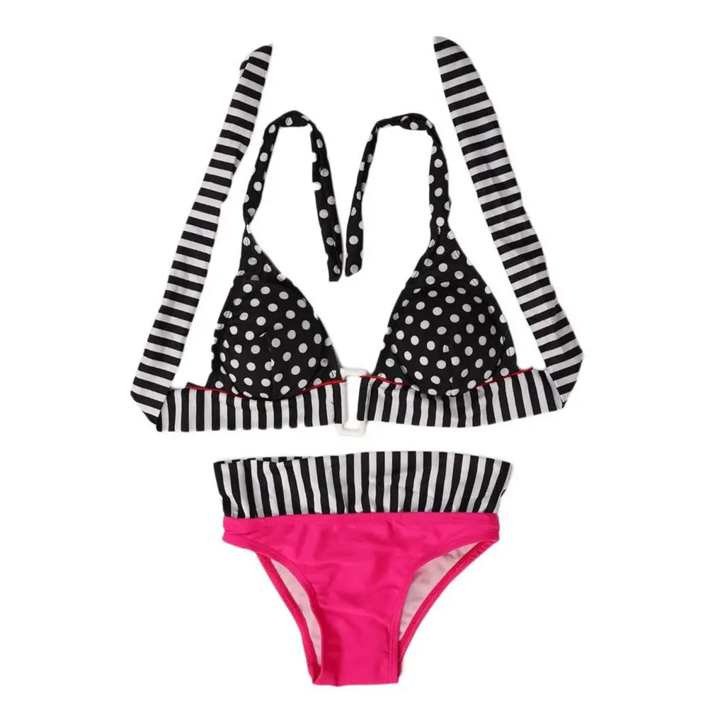 Ретро Высокая талия бахрома Винтаж полосатый бикини большого размера пуш ап