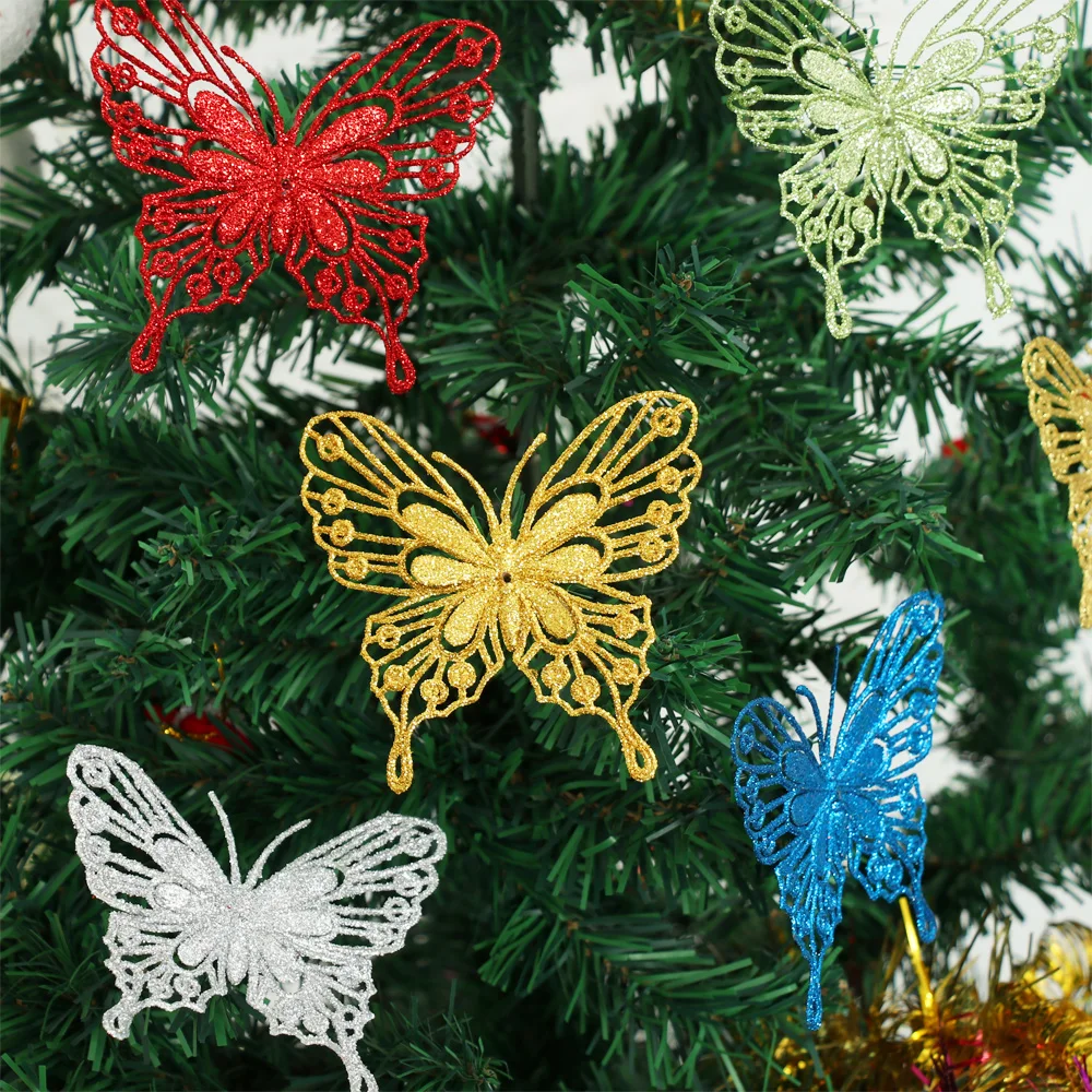 Рождественские бабочки Рождественская елка украшения однослойный золотой