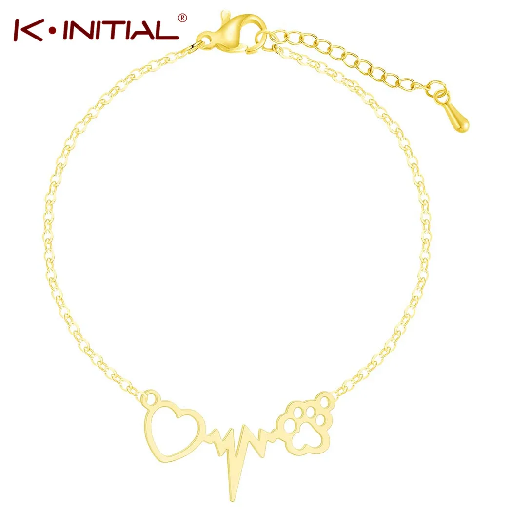 Kinitial Модные полые браслеты в виде лап домашних животных милые животные кошка