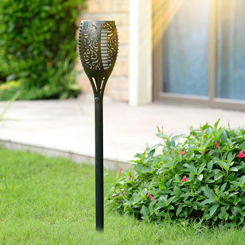 12LED Solar Light Control Solar Flame Light Dance Outdoor Waterproof Garden Torch Lamp for Courtyard Garden Balcony Plastic