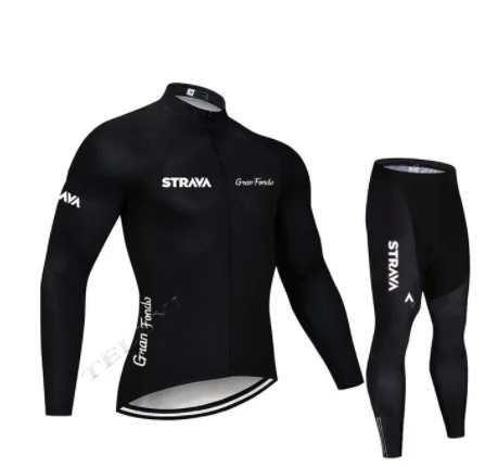 Long sleeve suit STRAVA road bike team 9D cojin de equitacion traje de primavera y otono camisa de manga larga jersey - Цвет: Long sleeve suit