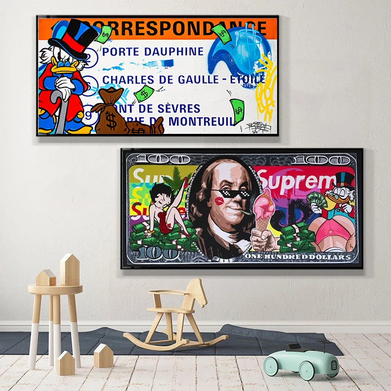 Disney холст картины с изображением Дональда Дака D Золото мечта плакаты о деньгах и