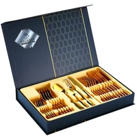 24pcs western cutlery set stainless steel knife fork spoon luxury cutlery set gift box dishwasher safe home kitchen tableware