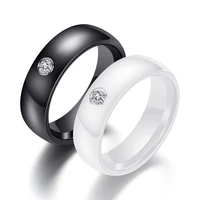fashion men women black white colorful ring ceramic ring for women with big crystal wedding band ring width 6mm size 6 10 gift