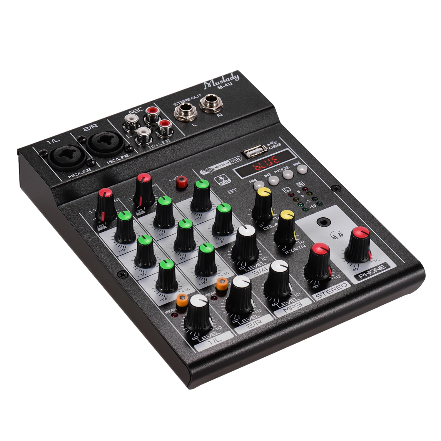 Muslady M-4U 4-х канальный BT микшерный пульт Цифровой аудио смеситель встроенный