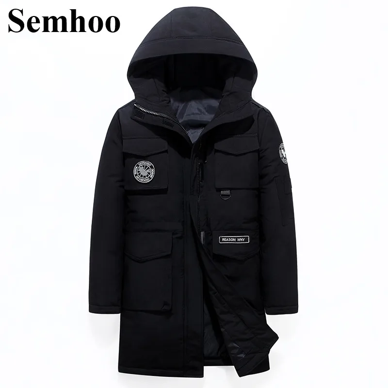 

2019 Winter New Men's Down Coat Long Fashion Hooded Plus Size Jacket White Duck Down Warm Padded Coat Men's Jacket M---3XL
