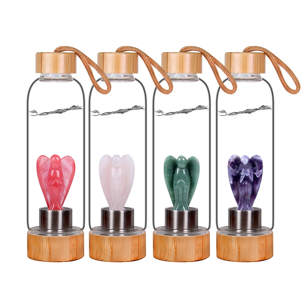 Натуральный кристалл Runyangshi 3 дюйма ангельский камень стеклянная бутылка воды