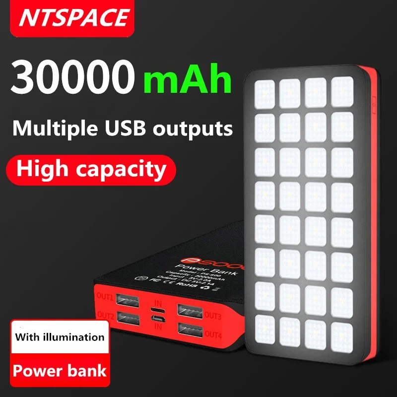 30000mAh резервного копирования Мощность банк Зарядное устройство 2.4A быстрой