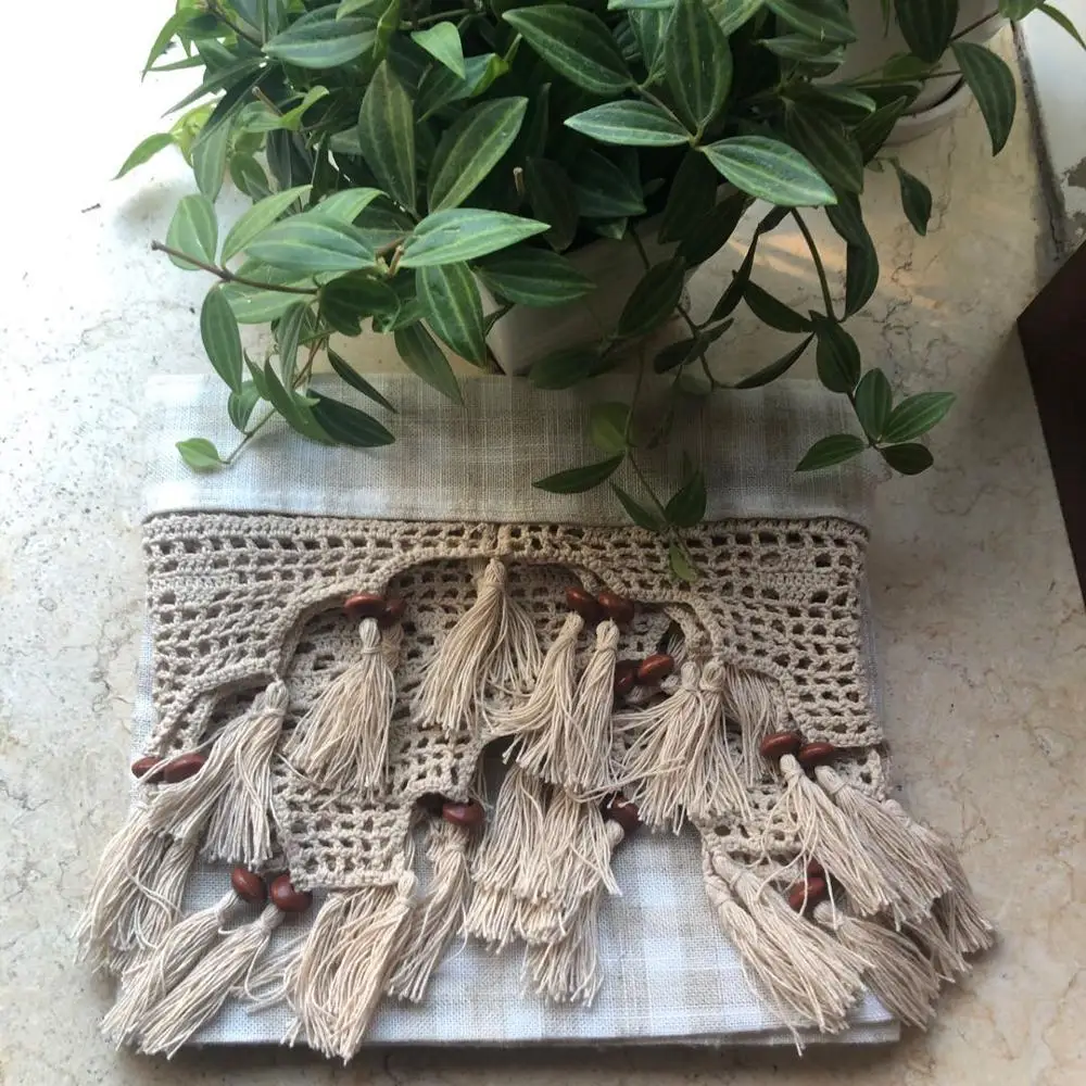 Бежевая клетчатая хлопково-Льняная декоративная Короткая занавеска с