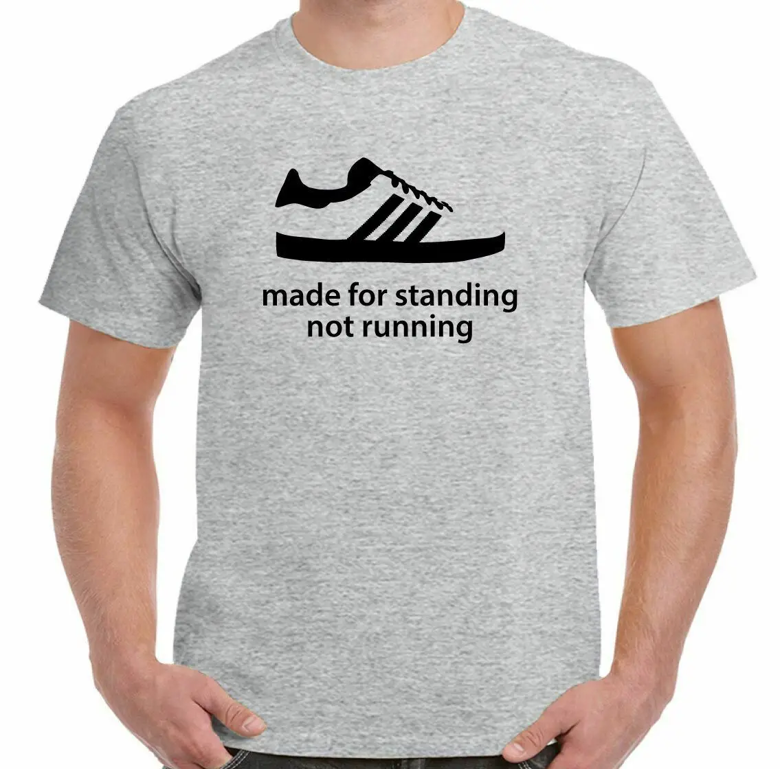 

Made FOR STANDING NOT RUNNING Mens Funny 80's Football Shoes Silhouette T Shirt