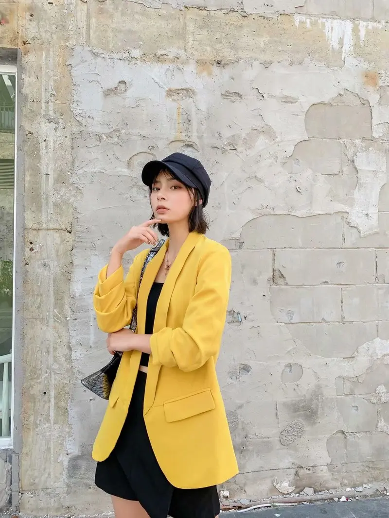 2021 Za шалевый воротник элегантные женские офисные спецодежды блейзер с длинным