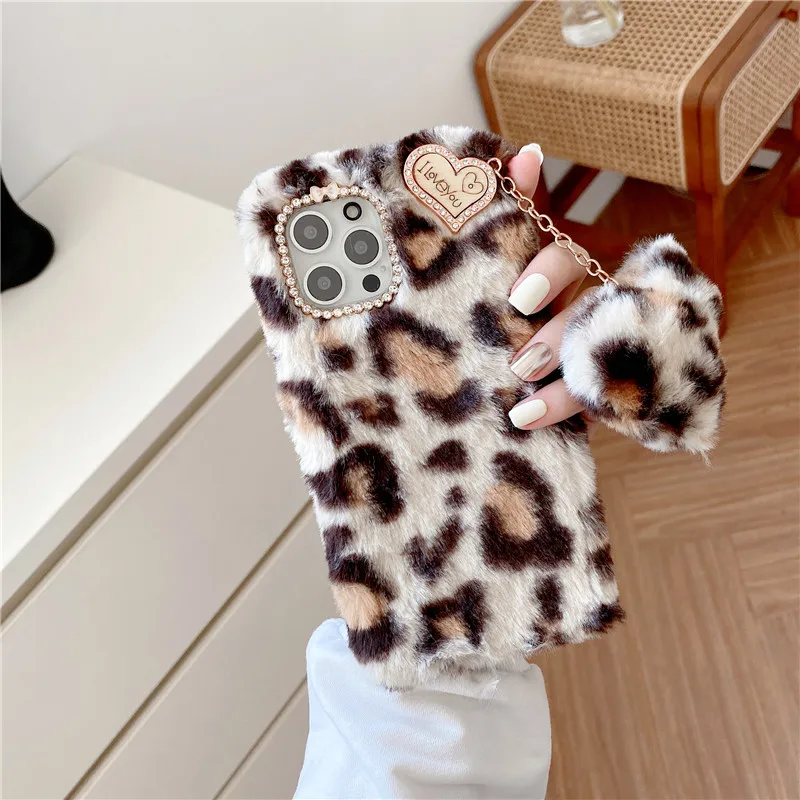 

Leopard Print Phone Case For Onplus 8T 7T 6T 5T 3T Furry Fluffy Warm Cover for One Plus 9 8 7 Pro 6 5 3 Nord N100 TPU Soft Case