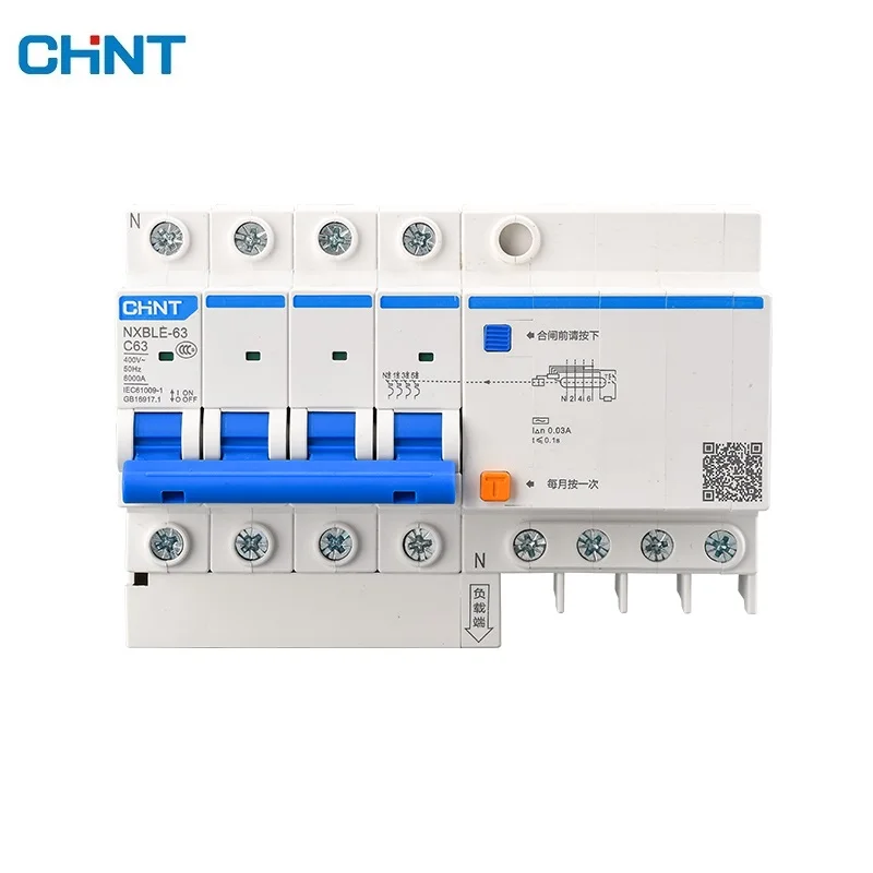 

CHNT NXBLE-63 Residual current operated circuit breaker RCBO 6KA type C 4P 30mA 50HZ 6A 10A 16A 20A 25A 32A 40A 50A 63A