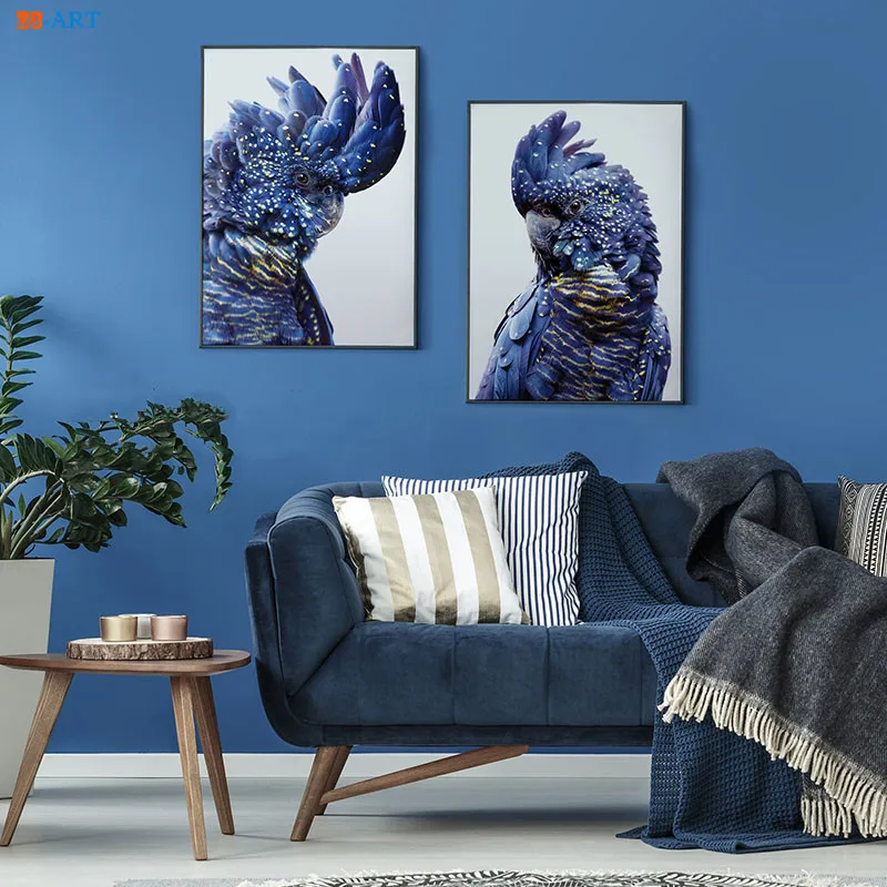 В австралийском стиле с принтом Птица постер попугая черный Какаду холст картины