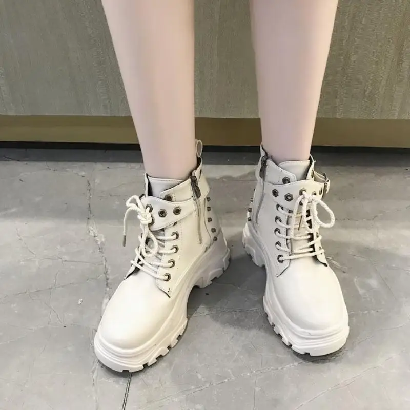 Coolcept/женские ботильоны теплая зимняя обувь с заклепками и пряжкой Модные женские