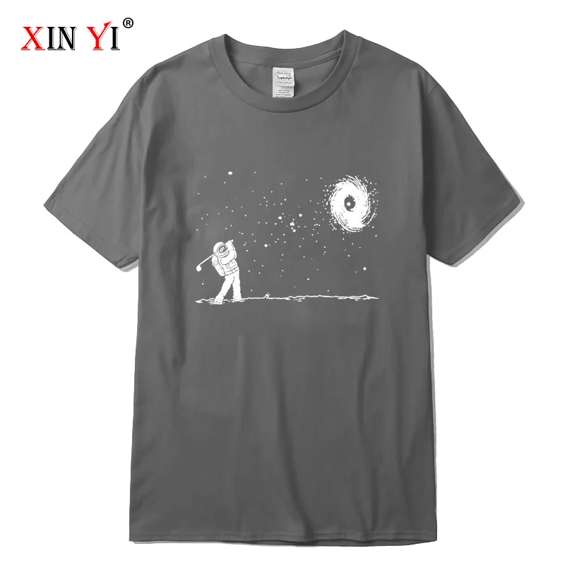XIN YI Men's High Quality 100% cotton Funny astronaut print t shirt loose o-neck men tshirt short sleeve t-shirt male tee tops | Мужская