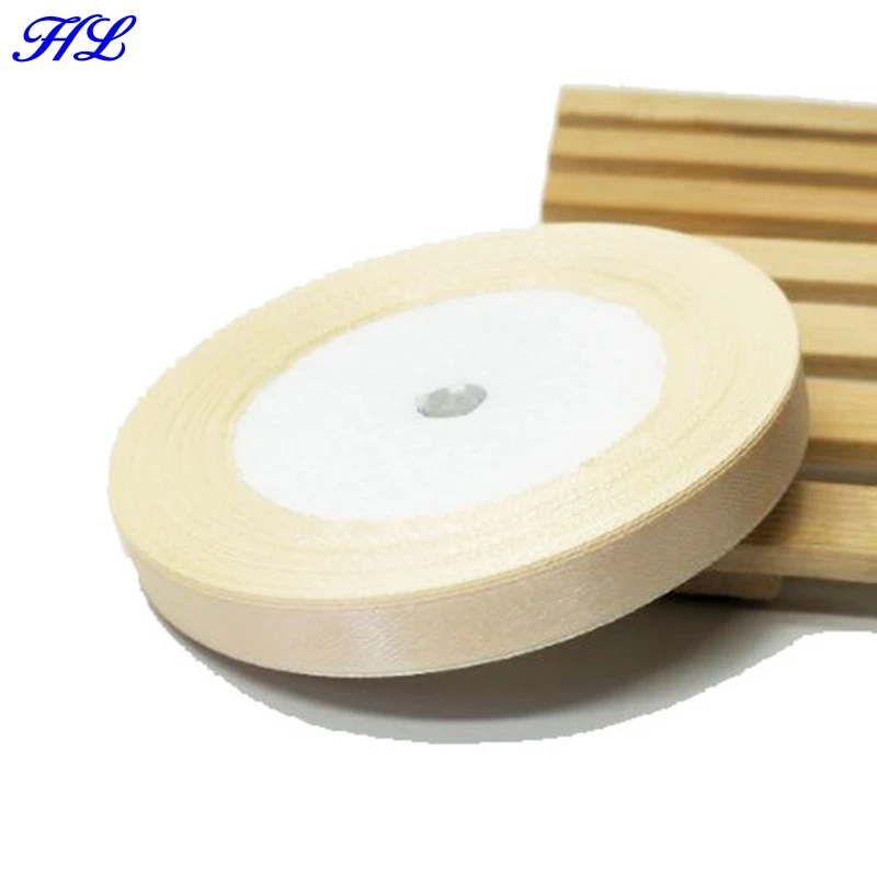 beige HL 10 мм ширина яркая атласная лента 1 рулон(25 ярдов) Свадебные Рождественские украшения рукоделие ткачество подарочная коробка упаковочная лента A148 - Цвет: beige