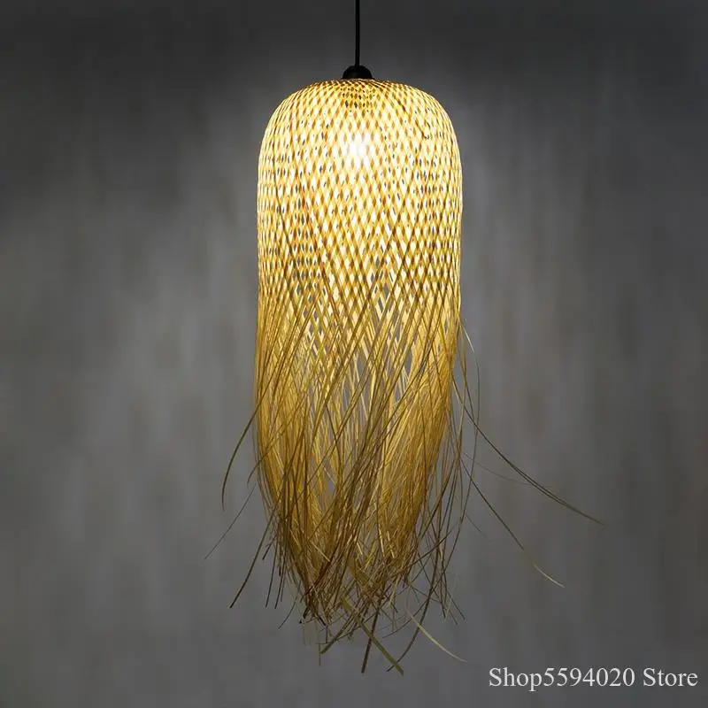 Китайские бамбуковые Подвесные светодиодные светильники дизайнерские японские