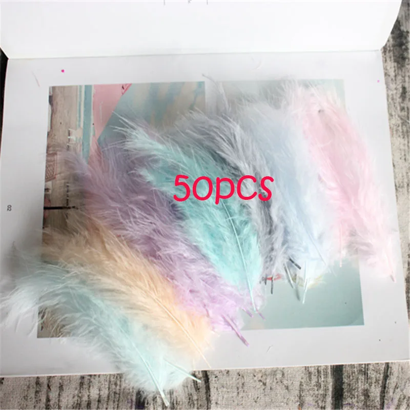 Warm Mix color 50p Natural Turkey Feathers Plumes 4-6 Inches10-15cm Multicolor Chicken Marabou Feather DIY Craft Wedding Jewelry Decoration 50pcs - Цвет: Warm Mix color 50p
