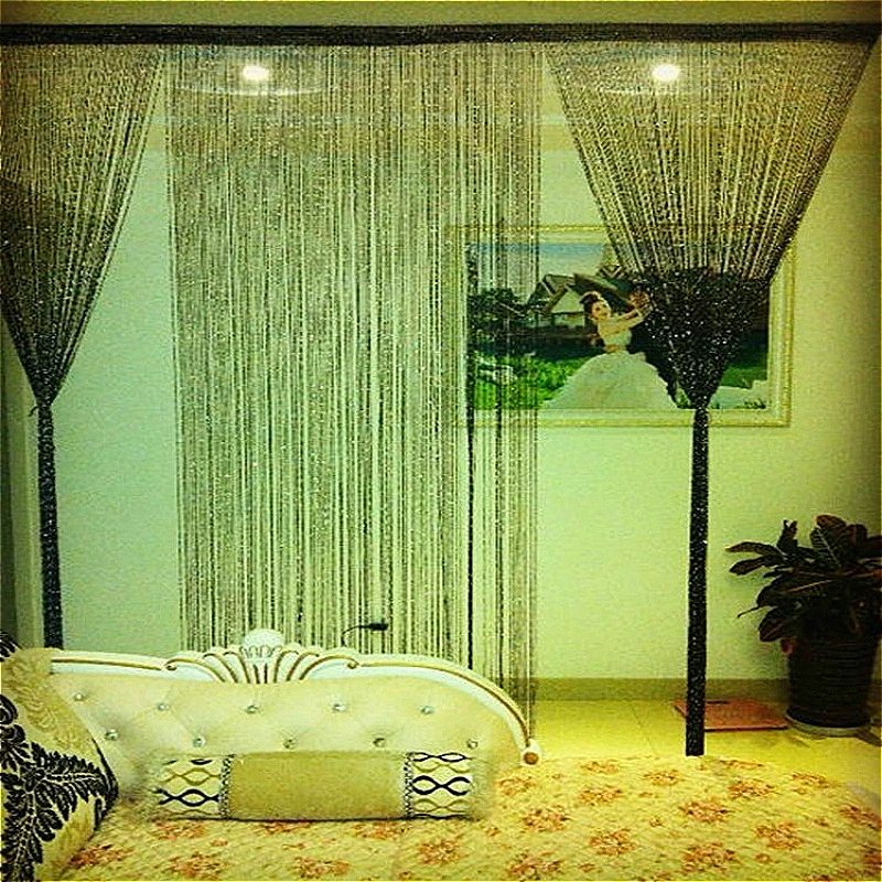 Блестящие занавески с серебряной нитью Украшенные бусинами оконные балдахины