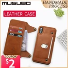 Роскошный кожаный чехол Musubo для iphone X, флип-кейс, силиконовый чехол для iphone 8 Plus 7 6 6s Plus, ТПУ, кошелек, держатель для карт, съемный