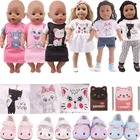 Пижама для кошек, футболка, обувь подходит для 18-дюймовых американских и 43 см, Одежда для кукол новорожденных девочек, аксессуары для нашего поколения, детская игрушка