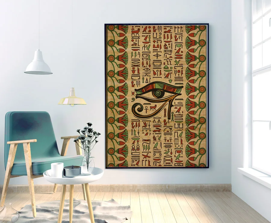 Abstract Wall Art Picture Egyptian Ornaments on Papyrus Egypt Goddess Eyes Canvas Painting Print Posters Home Decor Cuadros | Дом и сад