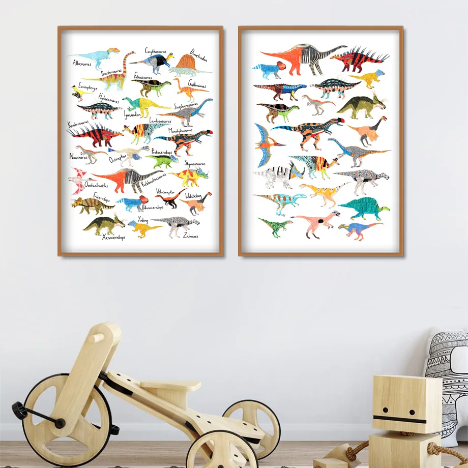 

inosaur T-Rex Triceratops Dinosaur Animals Wall Art Canvas Painting Nordic Posters And Prints Wall Pictures Baby Kids Room Decor